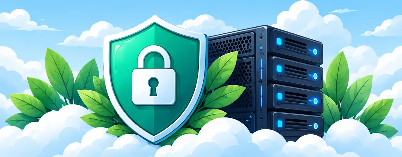 Padlock shield guarding a server stack